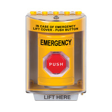 SS2282EM-EN STI Yellow Indoor/Outdoor Surface w/ Horn Key-to-Reset (Illuminated) Stopper Station with EMERGENCY Label English