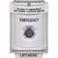 SS2333EM-EN STI White Indoor/Outdoor Flush Key-to-Activate Stopper Station with EMERGENCY Label English