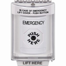 SS2340EM-EN STI White Indoor/Outdoor Flush w/ Horn Key-to-Reset Stopper Station with EMERGENCY Label English