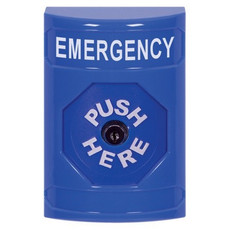 SS2400EM-EN STI Blue No Cover Key-to-Reset Stopper Station with EMERGENCY Label English