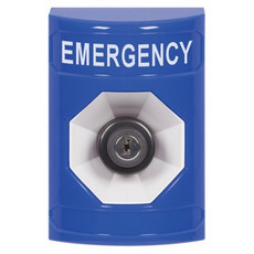 SS2403EM-EN STI Blue No Cover Key-to-Activate Stopper Station with EMERGENCY Label English