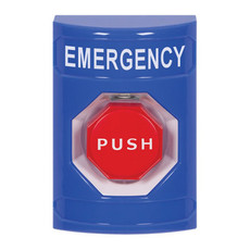 SS2408EM-EN STI Blue No Cover Pneumatic (Illuminated) Stopper Station with EMERGENCY Label English