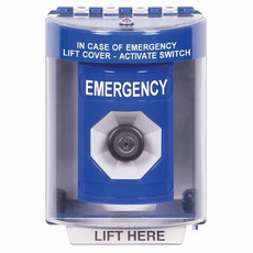 SS2473EM-EN STI Blue Indoor/Outdoor Surface Key-to-Activate Stopper Station with EMERGENCY Label English
