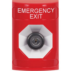SS2003EX-EN STI Red No Cover Key-to-Activate Stopper Station with EMERGENCY EXIT Label English