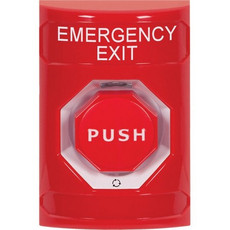 SS2009EX-EN STI Red No Cover Turn-to-Reset (Illuminated) Stopper Station with EMERGENCY EXIT Label English