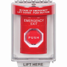 SS2042EX-EN STI Red Indoor/Outdoor Flush w/ Horn Key-to-Reset (Illuminated) Stopper Station with EMERGENCY EXIT Label English
