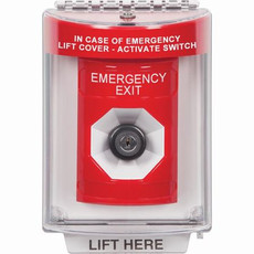 SS2043EX-EN STI Red Indoor/Outdoor Flush w/ Horn Key-to-Activate Stopper Station with EMERGENCY EXIT Label English