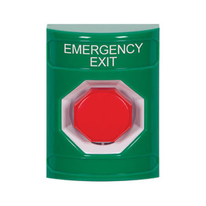 SS2102EX-EN STI Green No Cover Key-to-Reset (Illuminated) Stopper Station with EMERGENCY EXIT Label English