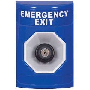 SS2403EX-EN STI Blue No Cover Key-to-Activate Stopper Station with EMERGENCY EXIT Label English