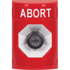 SS2003AB-EN STI Red No Cover Key-to-Activate Stopper Station with ABORT Label English