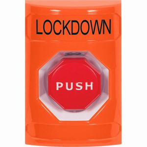 SS2502LD-EN STI Orange No Cover Key-to-Reset (Illuminated) Stopper Station with LOCKDOWN Label English