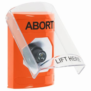 SS2523AB-EN STI Orange Indoor Only Flush or Surface Key-to-Activate Stopper Station with ABORT Label English