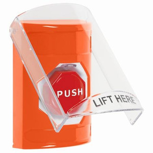 SS2528NT-EN STI Orange Indoor Only Flush or Surface Pneumatic (Illuminated) Stopper Station with No Text Label English