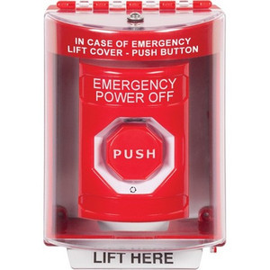 SS2079PO-EN STI Red Indoor/Outdoor Surface Turn-to-Reset (Illuminated) Stopper Station with EMERGENCY POWER OFF Label English