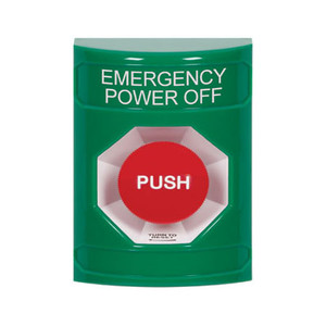 SS2101PO-EN STI Green No Cover Turn-to-Reset Stopper Station with EMERGENCY POWER OFF Label English