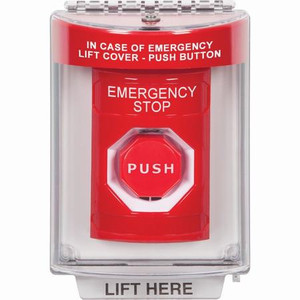 SS2042ES-EN STI Red Indoor/Outdoor Flush w/ Horn Key-to-Reset (Illuminated) Stopper Station with EMERGENCY STOP Label English