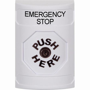 SS2300ES-EN STI White No Cover Key-to-Reset Stopper Station with EMERGENCY STOP Label English