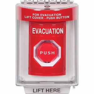 SS2035EV-EN STI Red Indoor/Outdoor Flush Momentary (Illuminated) Stopper Station with EVACUATION Label English