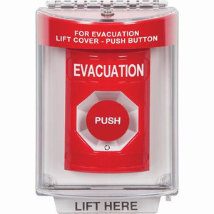 SS2041EV-EN STI Red Indoor/Outdoor Flush w/ Horn Turn-to-Reset Stopper Station with EVACUATION Label English