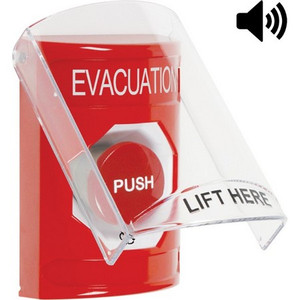 SS20A1EV-EN STI Red Indoor Only Flush or Surface w/ Horn Turn-to-Reset Stopper Station with EVACUATION Label English