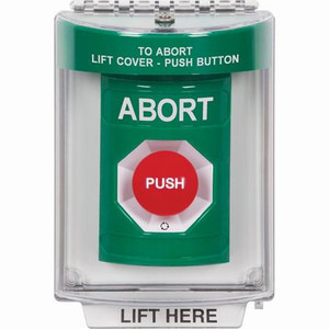 SS2131AB-EN STI Green Indoor/Outdoor Flush Turn-to-Reset Stopper Station with ABORT Label English