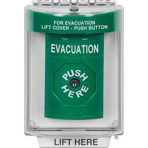 SS2130EV-EN STI Green Indoor/Outdoor Flush Key-to-Reset Stopper Station with EVACUATION Label English