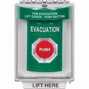 SS2131EV-EN STI Green Indoor/Outdoor Flush Turn-to-Reset Stopper Station with EVACUATION Label English