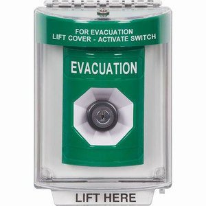 SS2133EV-EN STI Green Indoor/Outdoor Flush Key-to-Activate Stopper Station with EVACUATION Label English