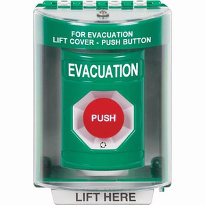 SS2171EV-EN STI Green Indoor/Outdoor Surface Turn-to-Reset Stopper Station with EVACUATION Label English