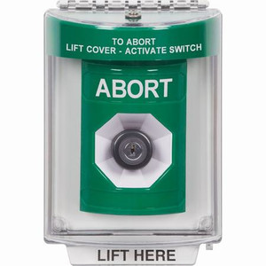 SS2133AB-EN STI Green Indoor/Outdoor Flush Key-to-Activate Stopper Station with ABORT Label English