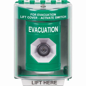 SS2173EV-EN STI Green Indoor/Outdoor Surface Key-to-Activate Stopper Station with EVACUATION Label English