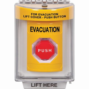 SS2238EV-EN STI Yellow Indoor/Outdoor Flush Pneumatic (Illuminated) Stopper Station with EVACUATION Label English