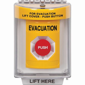 SS2241EV-EN STI Yellow Indoor/Outdoor Flush w/ Horn Turn-to-Reset Stopper Station with EVACUATION Label English