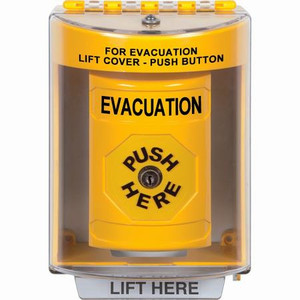SS2270EV-EN STI Yellow Indoor/Outdoor Surface Key-to-Reset Stopper Station with EVACUATION Label English