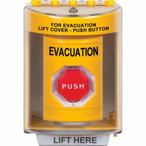 SS2289EV-EN STI Yellow Indoor/Outdoor Surface w/ Horn Turn-to-Reset (Illuminated) Stopper Station with EVACUATION Label English