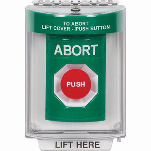 SS2144AB-EN STI Green Indoor/Outdoor Flush w/ Horn Momentary Stopper Station with ABORT Label English