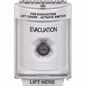 SS2333EV-EN STI White Indoor/Outdoor Flush Key-to-Activate Stopper Station with EVACUATION Label English