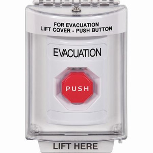 SS2342EV-EN STI White Indoor/Outdoor Flush w/ Horn Key-to-Reset (Illuminated) Stopper Station with EVACUATION Label English