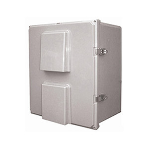 BW-FC16147-12V Mier NEMA Type 3R Outdoor 16" W x 14" H x 7" D Polycarbonate Electrical Enclosure with Thermostat and 12V Fan - Gray - Solid Door