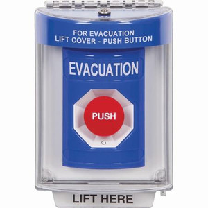 SS2441EV-EN STI Blue Indoor/Outdoor Flush w/ Horn Turn-to-Reset Stopper Station with EVACUATION Label English