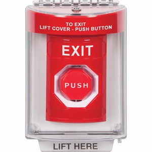 SS2042XT-EN STI Red Indoor/Outdoor Flush w/ Horn Key-to-Reset (Illuminated) Stopper Station with EXIT Label English