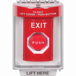 SS2048XT-EN STI Red Indoor/Outdoor Flush w/ Horn Pneumatic (Illuminated) Stopper Station with EXIT Label English