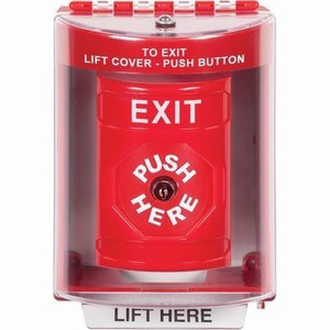 SS2070XT-EN STI Red Indoor/Outdoor Surface Key-to-Reset Stopper Station with EXIT Label English