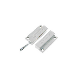 SM-205Q/W Seco-Larm Surface Mount N.C. Magnetic Contact w/ Flange and Pre-Wired Leads from Side - White