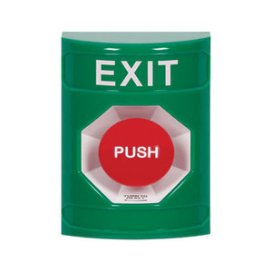 SS2101XT-EN STI Green No Cover Turn-to-Reset Stopper Station with EXIT Label English