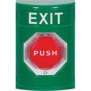 SS2109XT-EN STI Green No Cover Turn-to-Reset (Illuminated) Stopper Station with EXIT Label English
