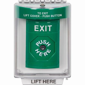SS2130XT-EN STI Green Indoor/Outdoor Flush Key-to-Reset Stopper Station with EXIT Label English