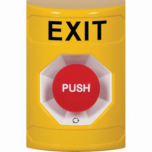 SS2201XT-EN STI Yellow No Cover Turn-to-Reset Stopper Station with EXIT Label English