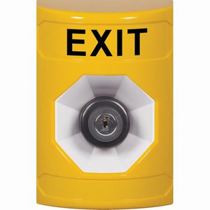SS2203XT-EN STI Yellow No Cover Key-to-Activate Stopper Station with EXIT Label English