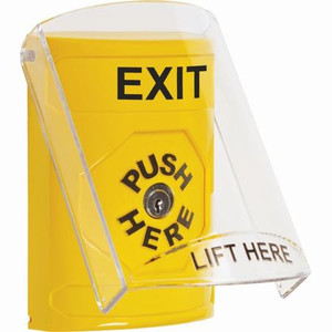 SS2220XT-EN STI Yellow Indoor Only Flush or Surface Key-to-Reset Stopper Station with EXIT Label English